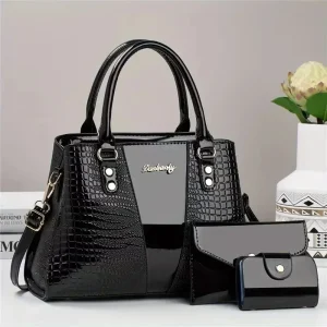 3pcs Crocodile Embossed Women's Shoulder Bag